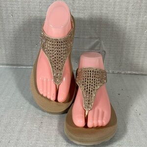 Skechers Yoga Foam Meditation Rock Rose Gold Crown Sandals SZ 8